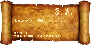 Baczkó Mózes névjegykártya